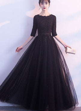 black short sleeves party dress