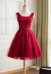 Lovely Wine Red Short Party Dress , Homecoming Dress
