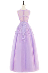 Beautiful Purple Ball Gown Tulle Long Party Dress, A-line Prom Dress