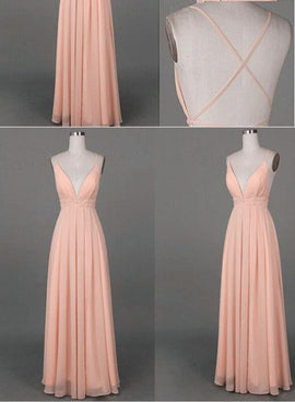 Sexy Spaghetti Straps A-line Prom Dress Chiffon, Beautiful Prom Gown