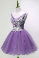 Beautiful Light Purple Tulle Short Party Dresses , Formal Dresses