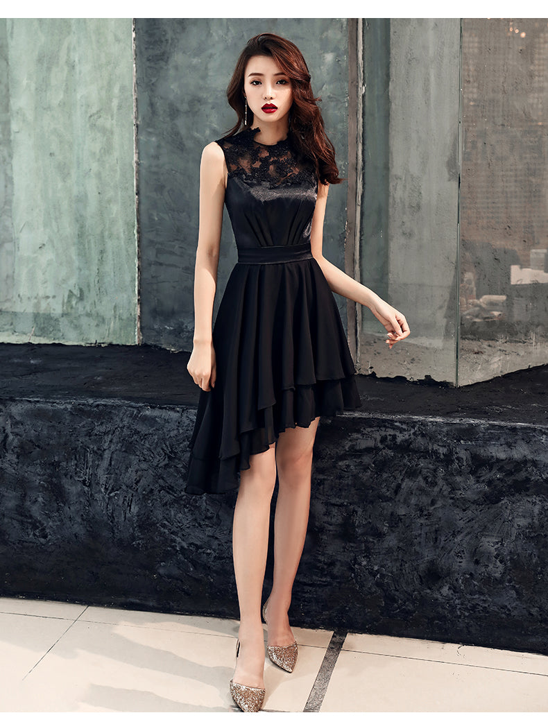 Chic High Low Chiffon and Satin Lace Party Dress, High Low Homecoming Cutedressy Chic High Low Chiffon and Satin Lace Party Dress, High Low Homecoming Cutedressy