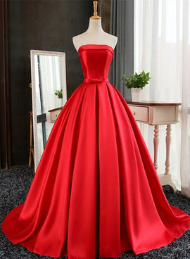 red satin prom dress