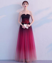 Charming Tulle Gradient Long Party Dress, Elegant Formal Dress with Lace Applique