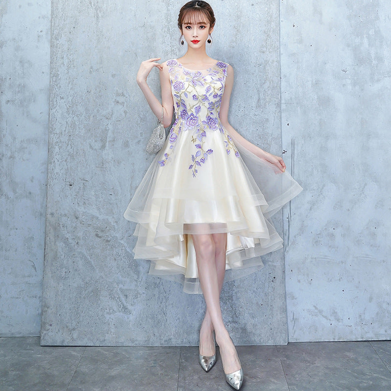 high low champagne dress Charming Champagne High Low Fashionable Party Dress, Cute Short Party Dress, Homecoming Dress