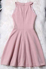 Lovely Pink Halter Chiffon Short Party Dress, Homecoming Dresses