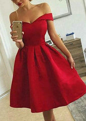 Red Short Homecoming Dress , Off Shoulder Party Dress, Lovely Formal Dress