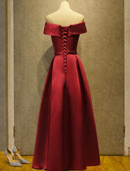 Dark Red Off Shoulder Prom Dress, Prom Dress , Formal Dresses