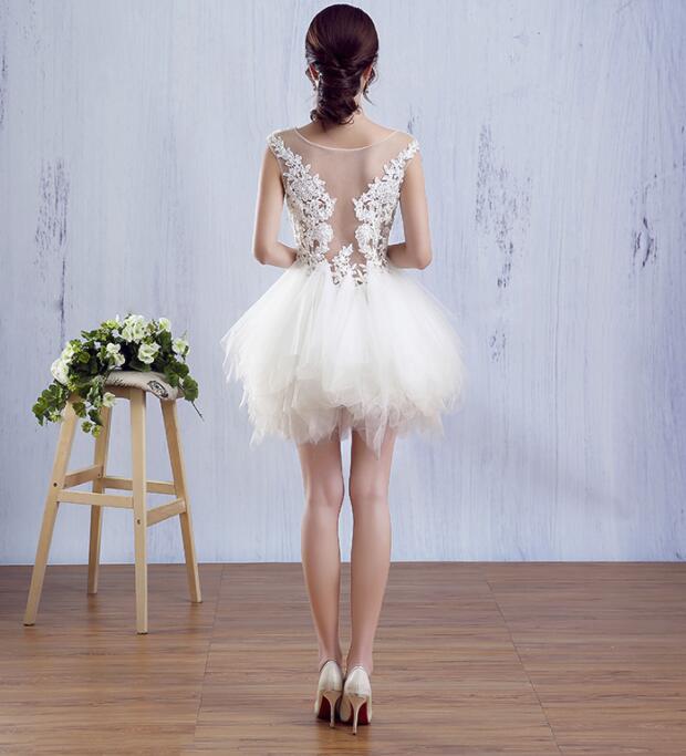 Charming White Mini Tulle and Lace Homecoming Dresses, White Formal Dresses, Lovely Party Dresses