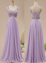 Chiffon Long Formal  Dress with Sequins, Simple Pretty Prom Dress , A-line Party Gowns