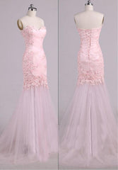 Pink Mermaid Long Party Dress, Pink Party Dresses, Formal Gowns, Prom Dresses