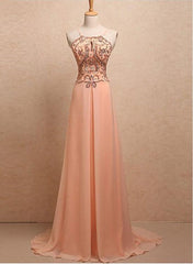 Chiffon Beaded Halter Prom Dress , Stunning Party Gowns, A-line Prom Dress