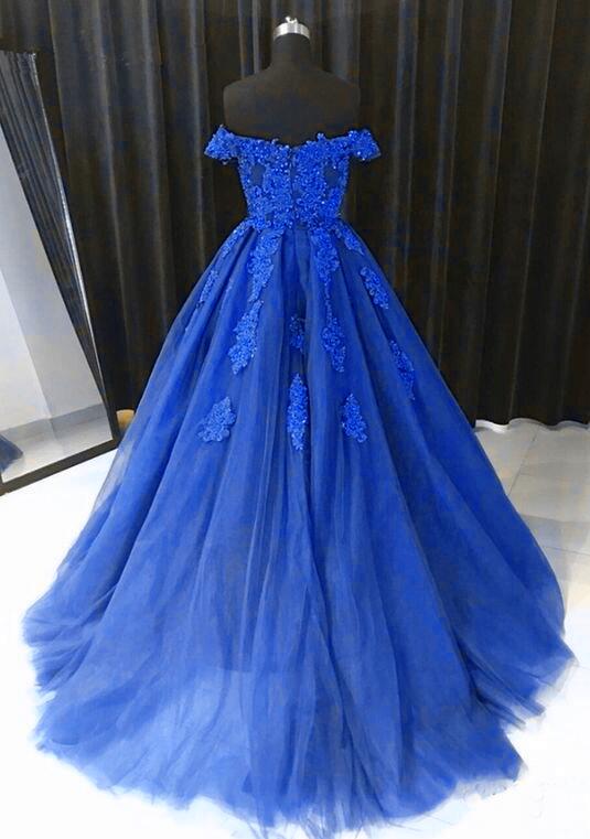 Royal Blue Off Shoulder Maxi Dress– PinkBlush