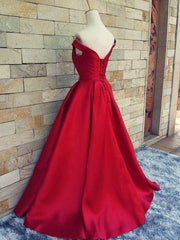 Red Long Party Dress, Elegant Junior Prom Dress, Party Dresses Off Shoulder Style