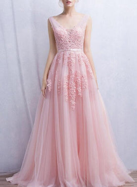 Pink Tulle Gown, Charming Teen Formal Dresses, Lovely Party Dresses
