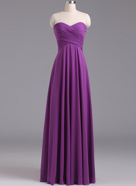 Purple Chiffon Simple Bridesmaid Dresses, A-line Floor Length bridesmaid Dress , Formal Gowns