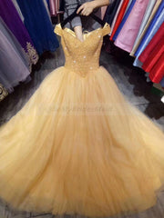 Gorgeous Tulle Crystal Sweetheart Off Shoulder Sweet 16 Gowns, Formal Gowns