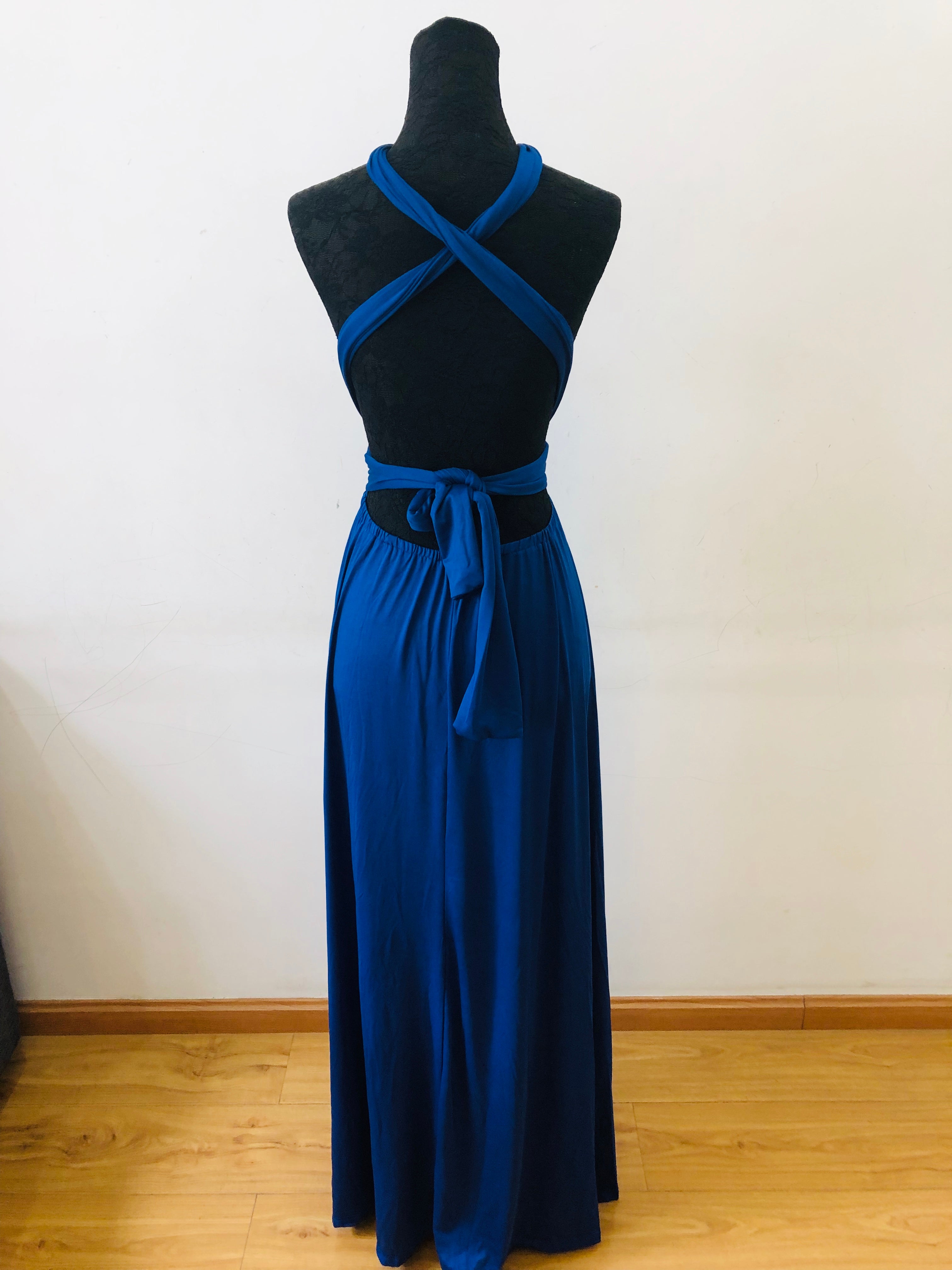 Long Dark Blue Multi-Way Bridesmaid Dress, Women Summer Dress,Convertible Dresses