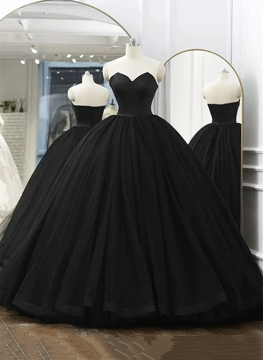 Black Sweetheart Ball Gown Long Formal Dress, Black Sweet 16 Dress ...