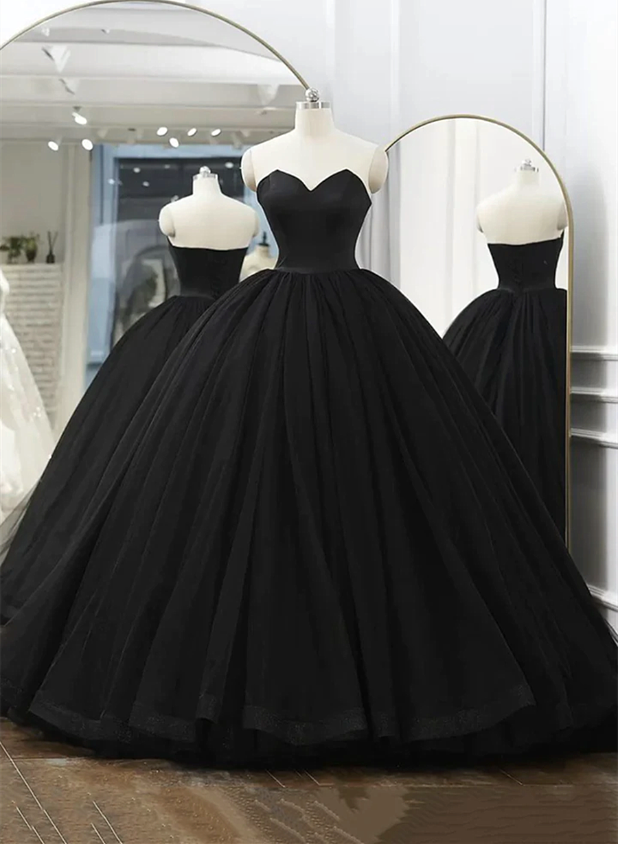 Black Sweetheart Ball Gown Long Formal Dress, Black Sweet 16 Dress Cutedressy Black Sweetheart Ball Gown Long Formal Dress, Black Sweet 16 Dress Cutedressy