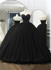 Black Sweetheart Ball Gown Long Formal Dress, Black Sweet 16 Dress