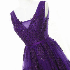 Beautiful Purple Tulle A-line Party Dress, Long Bridesmaid Dress