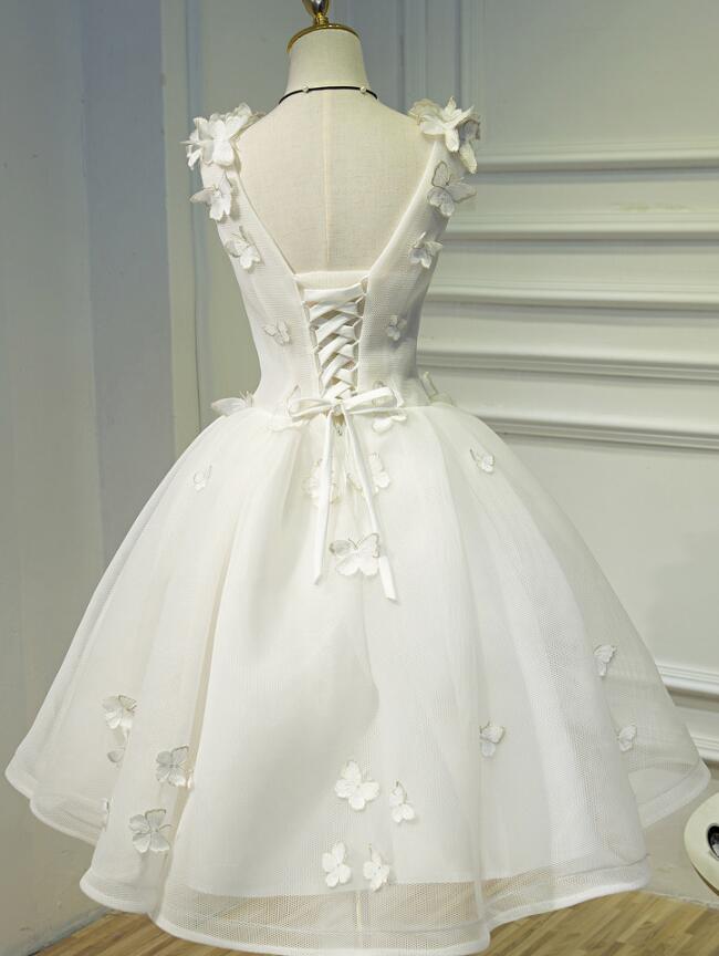 Lovely White Short Graduation Party Dress, Prom Dresses