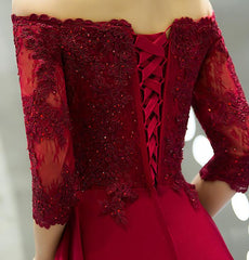 Beautiful Dark Red Off Shoulder Party Dress, New Style Prom Dress