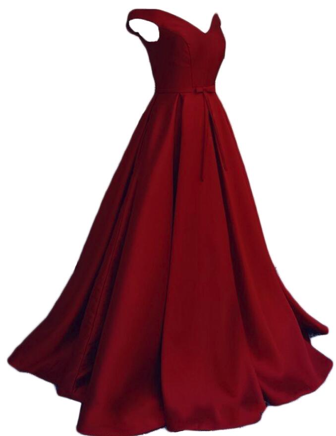 Charming Burgundy Satin Long Prom Gown, Elegant Party Dress, Prom Dress