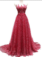 Beautiful Dark Red Long Charming Party Gowns, Lovely Long Prom Dress