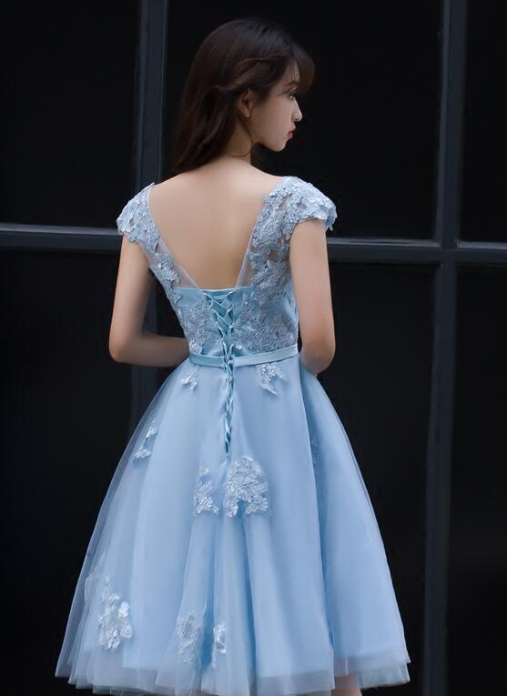 Cute Blue Homecoming Dress, Lovely Knee Length Party Dress Cutedressy Cute Blue Homecoming Dress, Lovely Knee Length Party Dress Cutedressy
