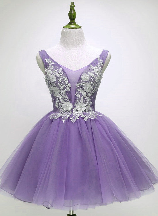 Beautiful Light Purple Tulle Short Party Dresses , Formal Dresses