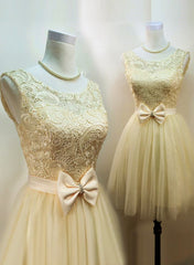 Light Champagne Tulle and Lace Cute Homecoming Dresses, Junior Prom Dress, Sweet 16 Dresses