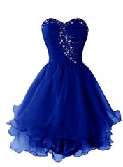 Organza Short Beaded Cute Homecoming Dresses, Lovely Sweetheart Prom Dress
