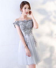 Light Grey Handmade Party Dress , Grey Formal Dress