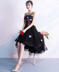 Black Straps High Low New Homecoming Dress , Lovely Tulle Formal Dress