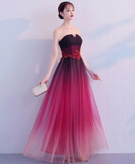 Charming Tulle Gradient Long Party Dress, Elegant Formal Dress with Lace Applique