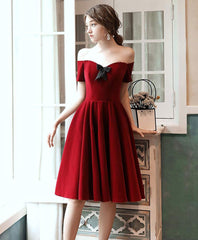 Dark Red Velvet Party Dress Short Homecoming Dress, Wine Red Formal Dress