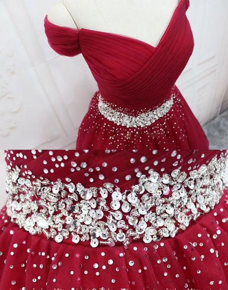 Dark Red Off Shoulder Knee Length Tulle Homecoming Dress, Wine Red Cut Cutedressy Dark Red Off Shoulder Knee Length Tulle Homecoming Dress, Wine Red Cut Cutedressy