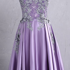 Fashionable Long Satin Purple Prom Dress, A-line Evening Gown
