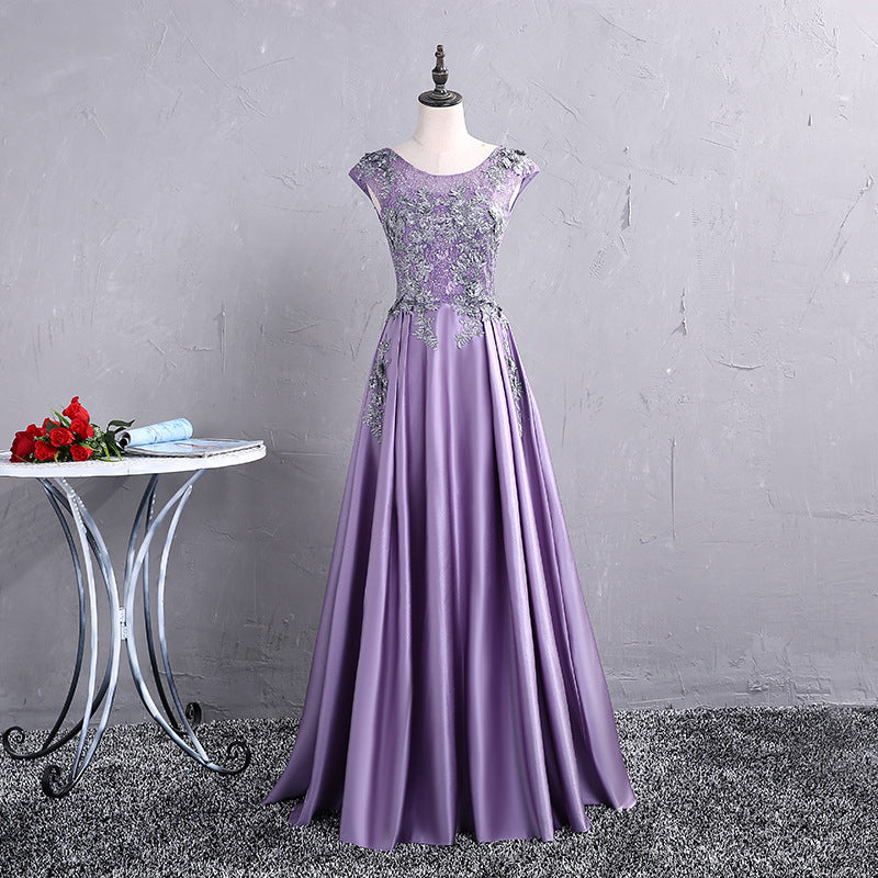 Fashionable Long Satin Purple Prom Dress, A-line Evening Gown – Cutedressy