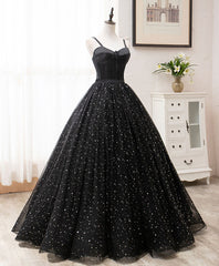 Black Gorgeous Sweetheart Straps Ball Gown Formal Dress, Black Party Dress
