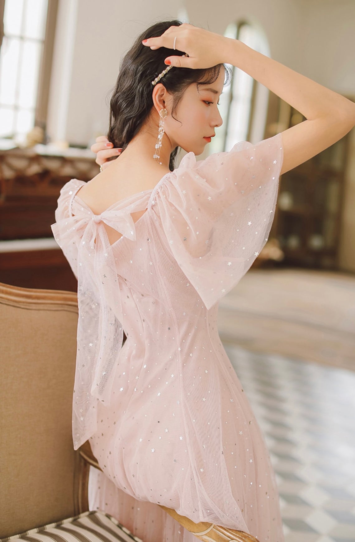 Pink Cute Tea Length Tulle Wedding Party Dress, Pink Soft Tulle Prom D Cutedressy Pink Cute Tea Length Tulle Wedding Party Dress, Pink Soft Tulle Prom D Cutedressy