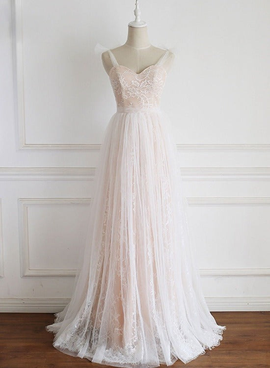 Lovely Simple Sweetheart Pink Straps Long Formal Dress, Pink A-line Party Dress Evening Dress