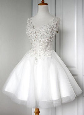 White Graduation Dresses, Short Party Dress, Lovely White Prom Dress