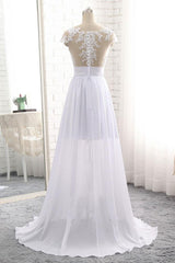 Beautiful White Simple Pretty Lace Applique Party Dress, White Prom Dress, Prom Dress