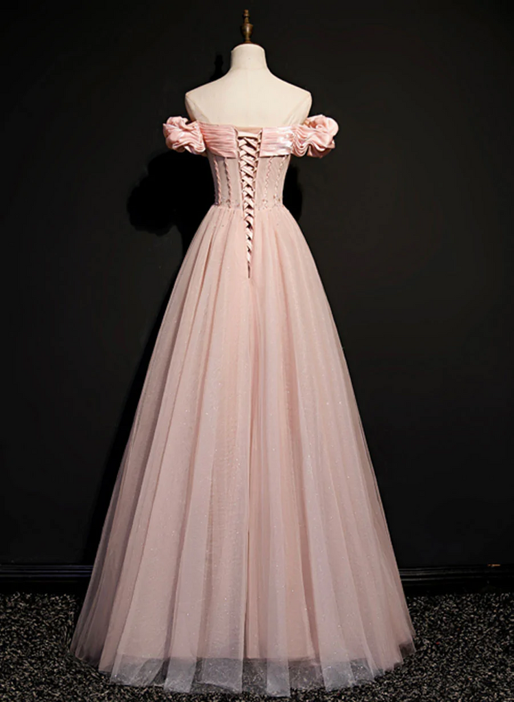 Sparkly Pink Sweetheart A-Line Long Prom Dress Ideas, Evening Party Dresses, OLP1479
