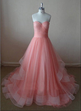 Soft Pink Tulle Sweetheart Prom Gown, Pink Prom Dress, Junior Party Dress