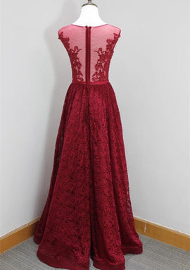 Burgundy Lace Elegant Long Formal Dress, Lace Party Dress, Formal Dress