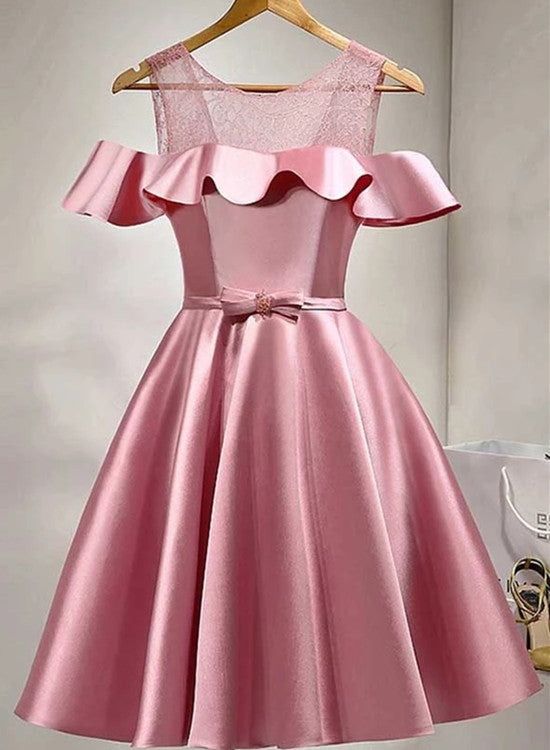 pink satin homecoming dress